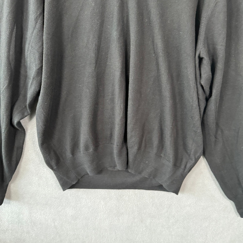 Peter Millar V-Neck Sweater Mens Large Black Long Sleeve Cotton Cashmere Blend - Picture 3 of 12